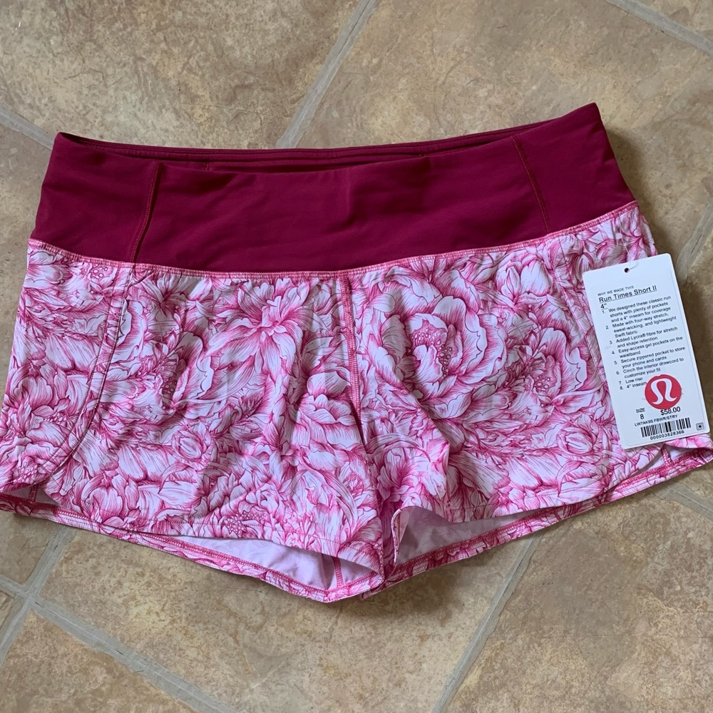 size 8 lululemon run times shorts